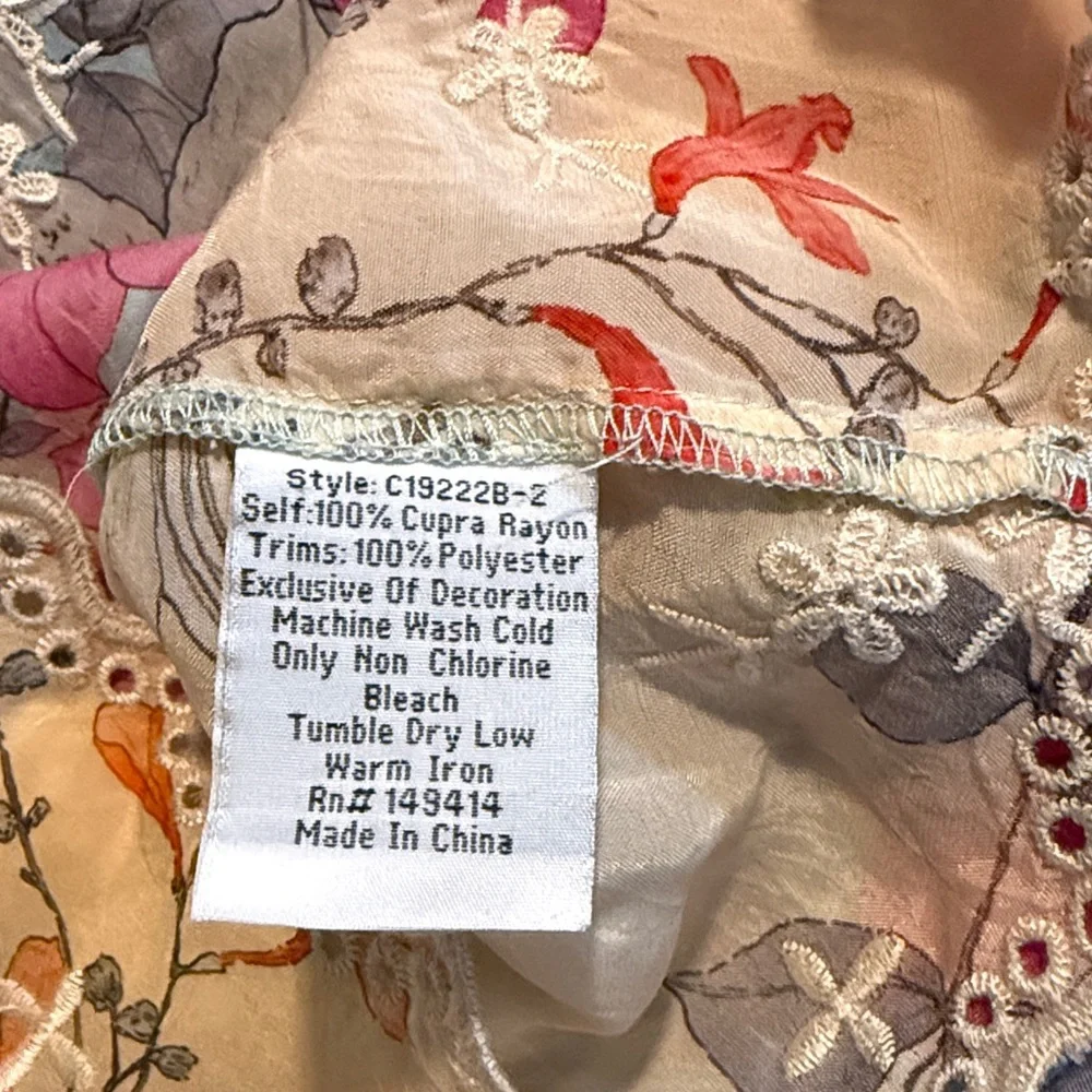 Johnny Was Permit Padme Embroidered Floral Blouse Size Large - Picture 8 of 10